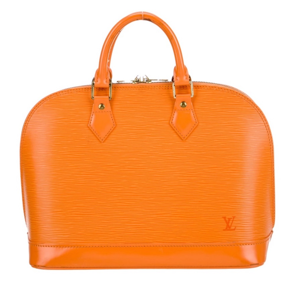 Louis Vuitton Orange Satchel Bag with Glossy Leather